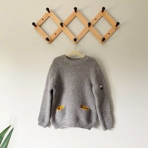 Zara Grey Knit Owl Pocket Sweater | 4-5 Years